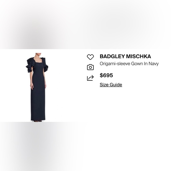 Badgley Mischka Origami Sleeve Maxi dress. Size 4. Navy - Picture 14 of 15